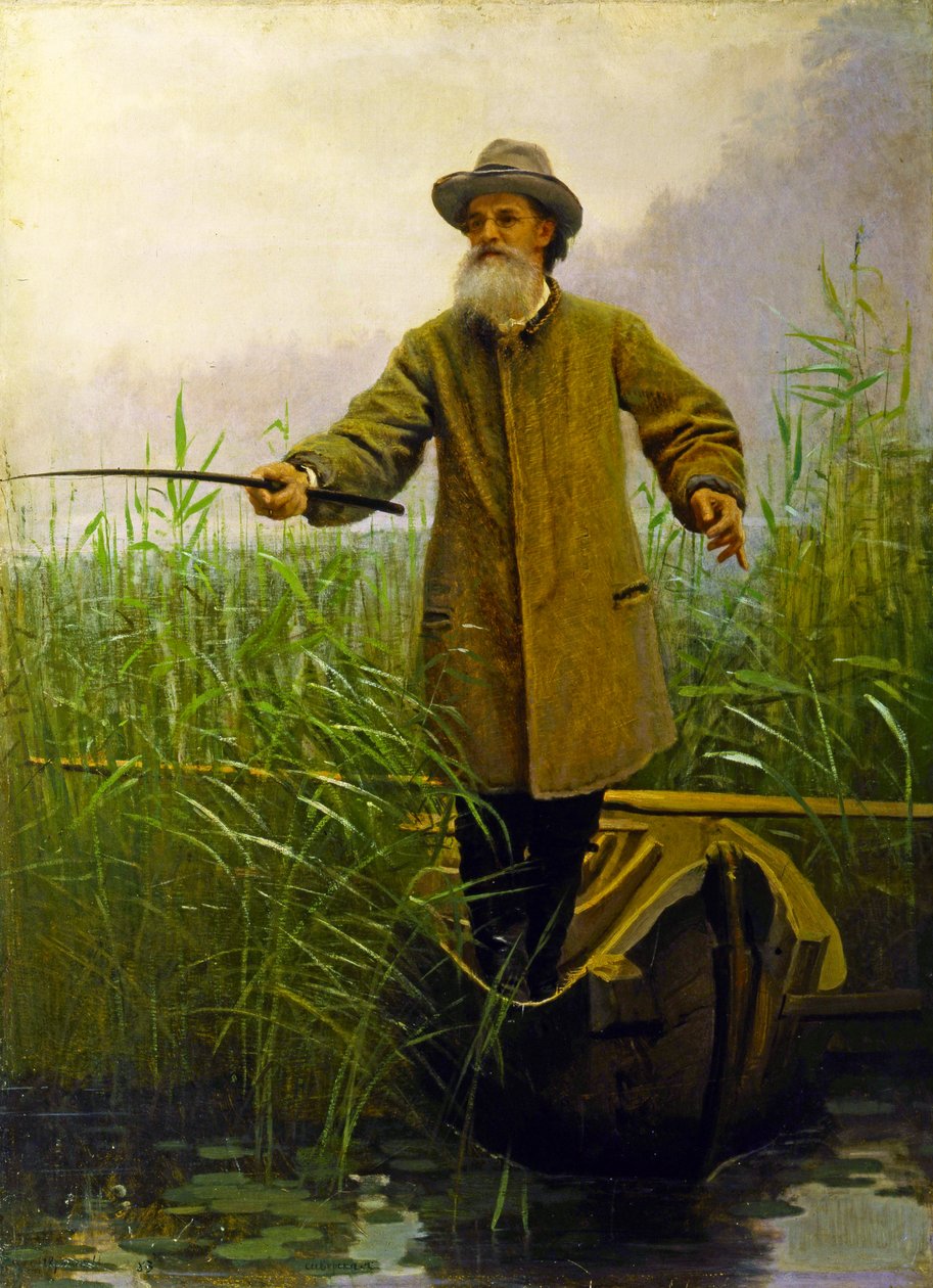 Portrét Apollona Maikova (1821-97) Rybaření, 1883 od Ivan Nikolaevich Kramskoy