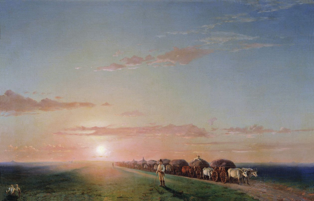 Vlak s povozy v poušti od Ivan Aivazovsky