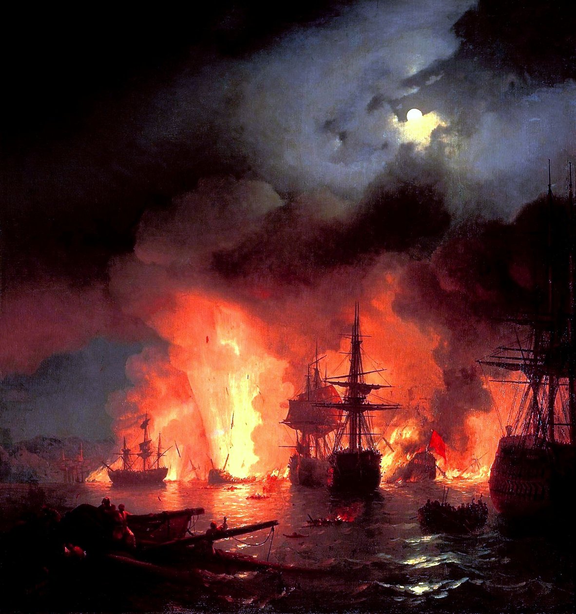 Noční bitva u Çesme od Ivan Aivazovsky