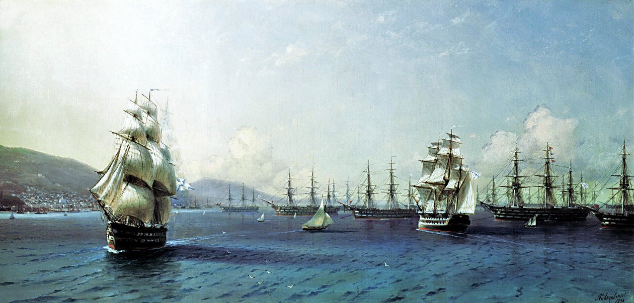 Černomořská flotila v Theodosijském zálivu těsně před Krymskou válkou od Ivan Aivazovsky
