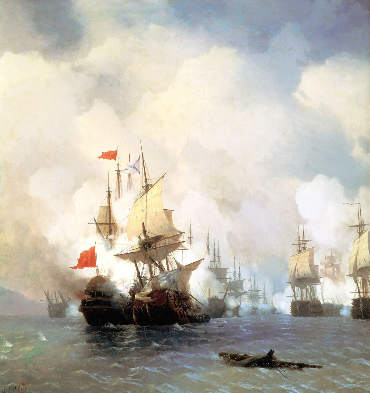 rusky: "Bitva v Chioském průlivu 24. června 1770 " Bitva u Chiosu 24. června 1770 od Ivan Aivazovsky