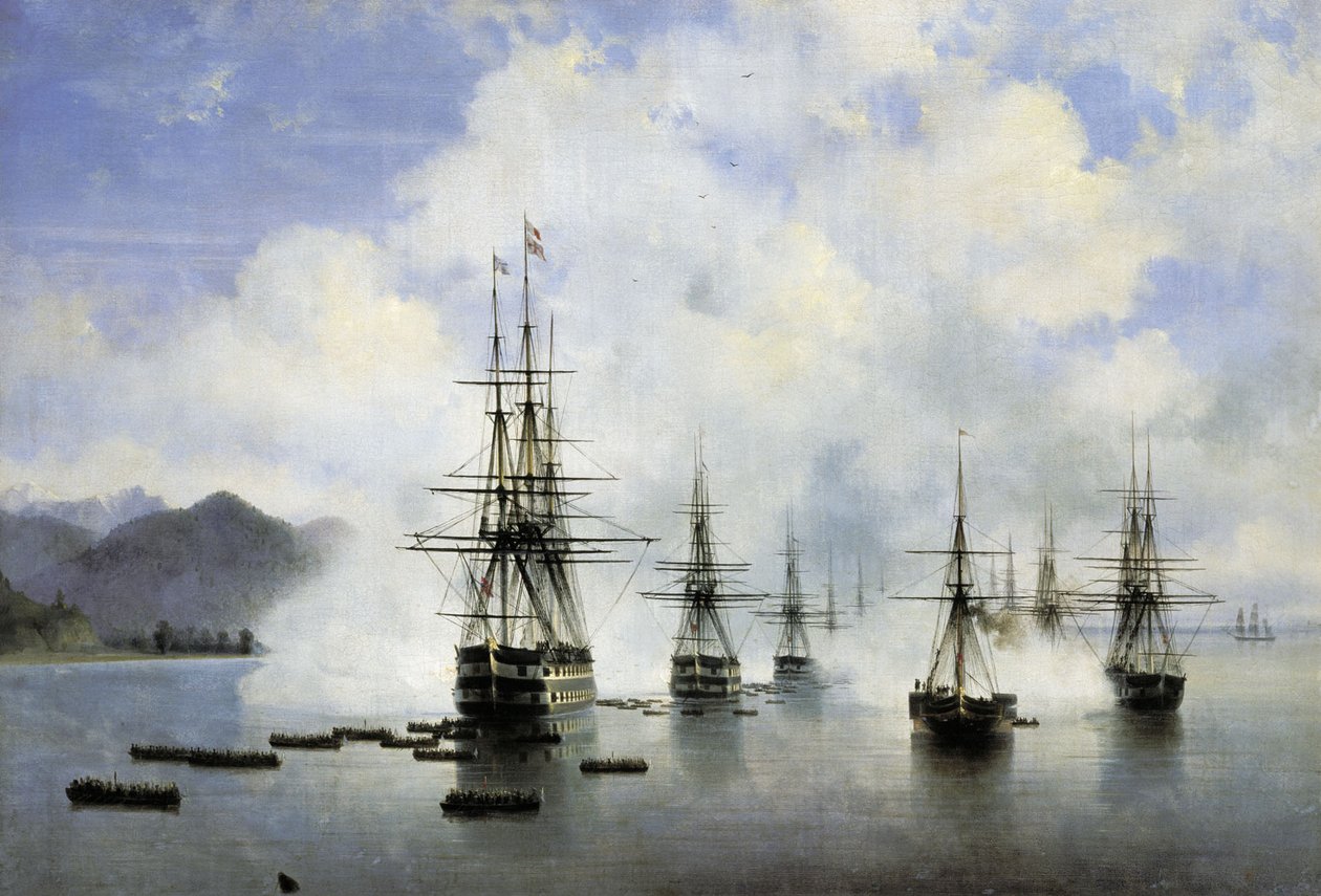 Rusky: "Vylodění N. N. Rajevského u Subaši" Vylodění N. N. Rajevského u Subaši od Ivan Aivazovsky