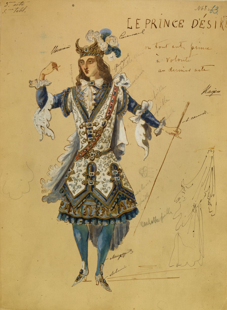 Kostýmní návrh k baletu Šípková Růženka P. Čajkovského, 1890 od Ivan Alexandrovich Vsevolozhsky