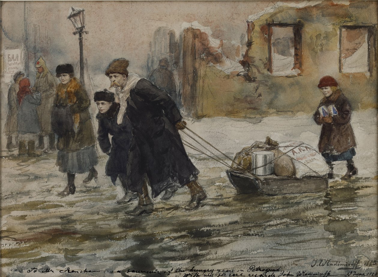 Přeprava jídla na saních, 1923. od Ivan Alexeyevic Vladimirovh
