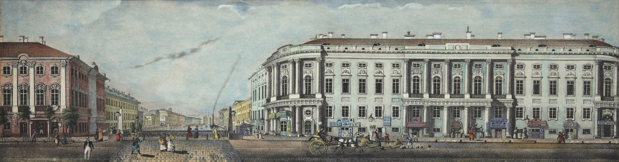 Policejní most se Stroganovským palácem. Z panoramatu Něvského prospektu, 1830 od Ivan Alexeyevich Ivanov