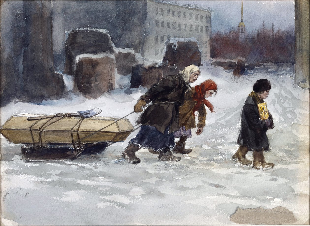Vladimirov Ivan Alexejevič (1869-1947) pohřbil dělníka, který nebyl komunistou. Akvarel, kvaš na papíře od Ivan Alexeyevich Vladimirov
