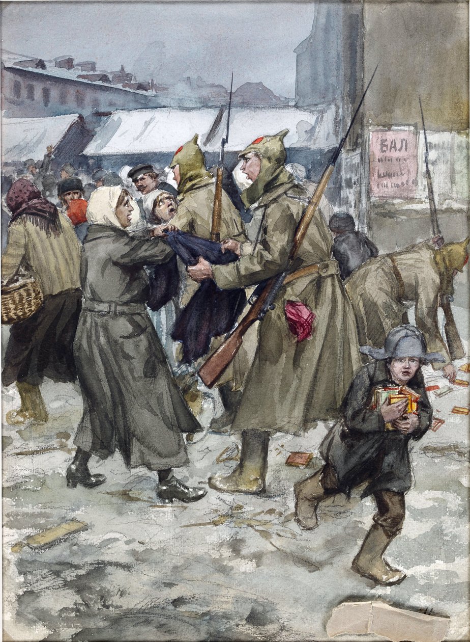 Volný obchod v Petrohradě Vladimirov, Ivan Alexejevič (1869-1947). Akvarel, kvaš na papíře od Ivan Alexeyevich Vladimirov