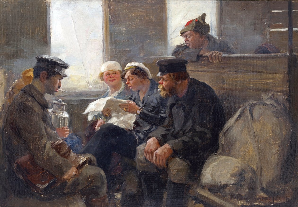 Skupina bolševiků ve vlaku od Vladimirova, Ivan Alexejevič (1869-1947). Olej na dřevě od Ivan Alexeyevich Vladimirov