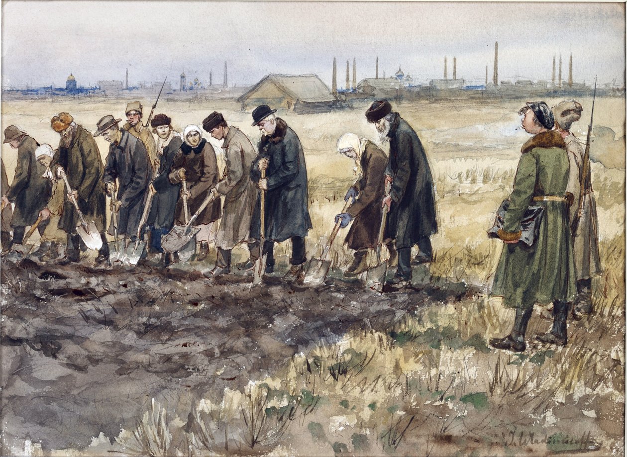 Tvrdá práce pro bohaté obchodníky, šlechtice a zločince během let revoluce Vladimirov, Ivan Alexejevič (1869-1947). Akvarel, kvaš na papíře od Ivan Alexeyevich Vladimirov