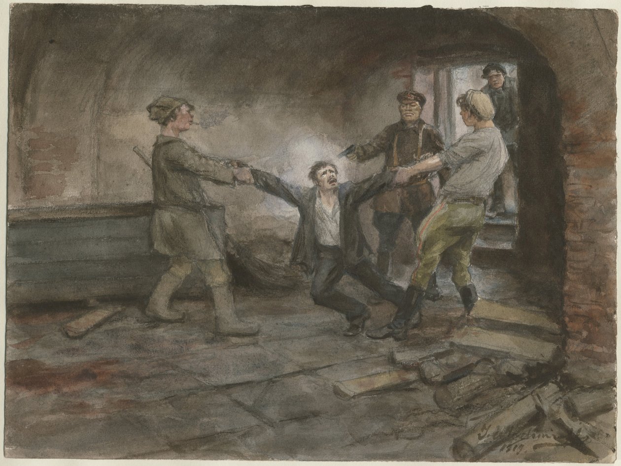 Muž držený a popravený ze série akvarelů Ruská revoluce, 1919 od Ivan Alexeyevich Vladimirov