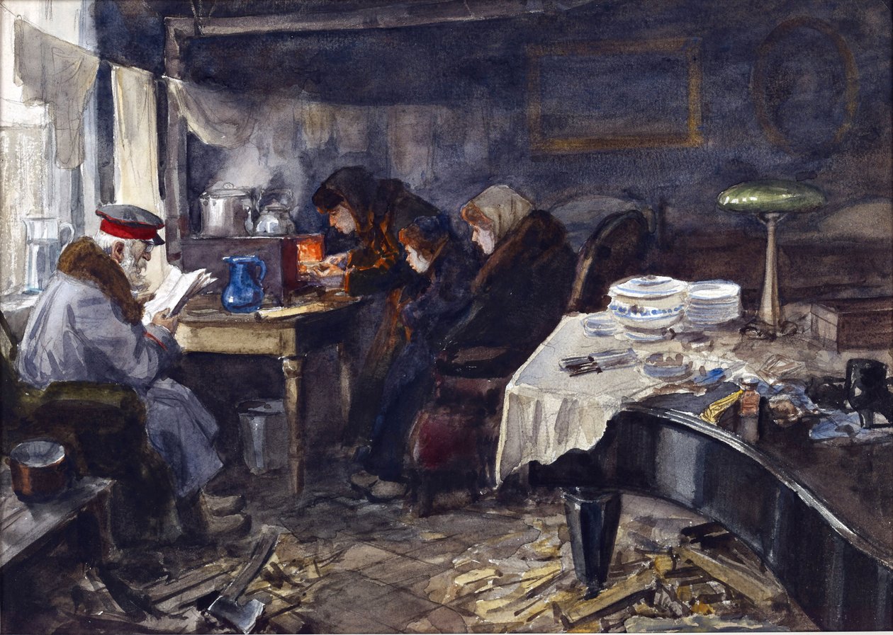 Mizerný život ruských šlechticů a vysoce postavených osob během revoluce Vladimirov, Ivan Alexejevič (1869-1947). Akvarel, kvaš na papíře od Ivan Alexeyevich Vladimirov