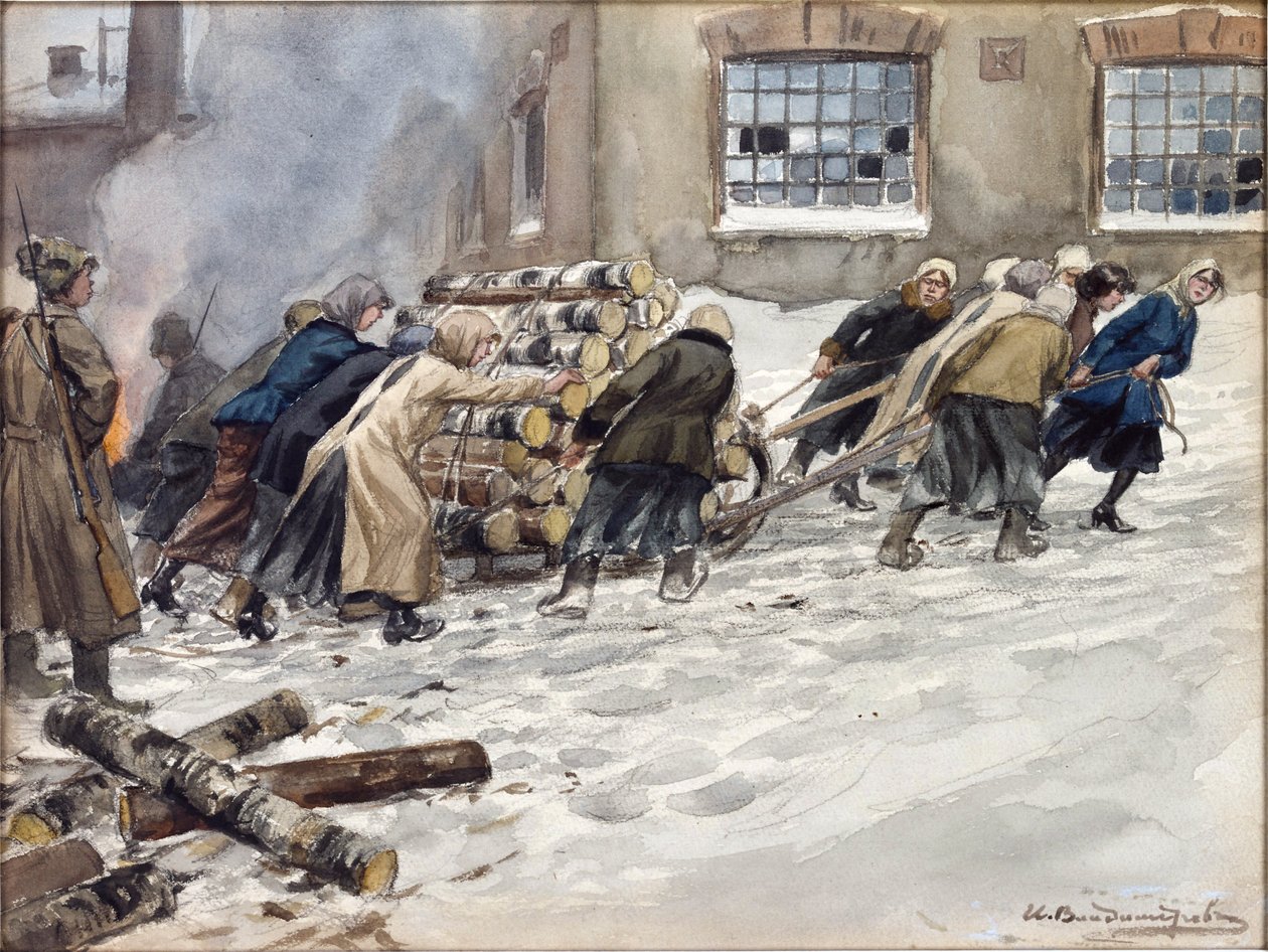 Rekvizice palivového dřeva Vladimirov, Ivan Alexejevič (1869-1947). Akvarel, kvaš na papíře od Ivan Alexeyevich Vladimirov