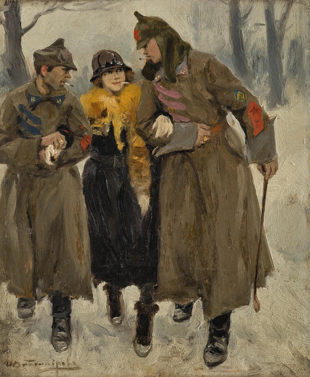 Vojáci s prostitutkou. od Ivan Alexeyevich Vladimirov