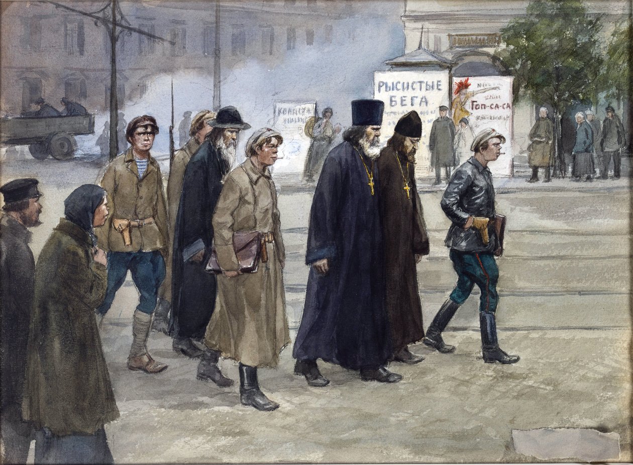 Kněží předali k soudu Vladimirov Ivan Alexejevič (1869-1947). Akvarel, kvaš na papíře od Ivan Alexeyevich Vladimirov