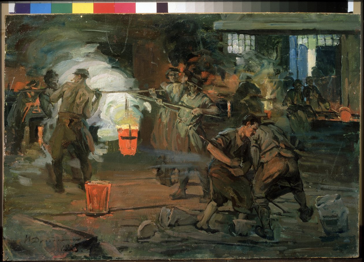 "Dělníci ve slévárenské dílně"" Obraz Ivana Georgieviče Drozdova (1880-1939) 1923 Státní ruské muzeum Petrohrad od Ivan Georgievich Drozdov