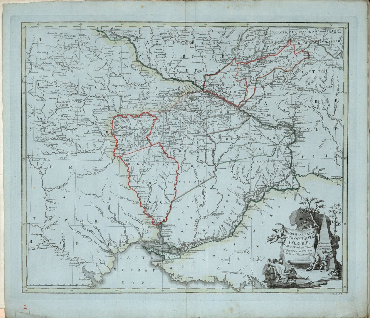 Obecná mapa gubernie Novorossijsk, 1779. od Ivan Ivanovich Islenyev