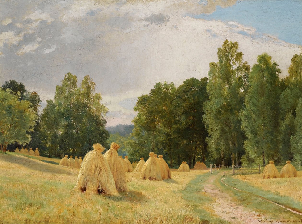 "" Meules de foin a Preobrajenskoie, Russie "" (Haystacks, Preobrazhenskoe) Painture d
