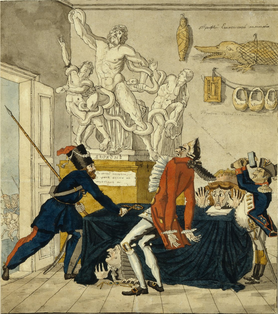 Napoleon Bonaparte prodávající ukradené zboží, 1813 od Ivan Ivanovich Terebenev