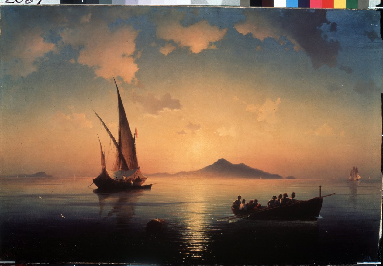 La baie de Naples (Neapolský záliv) (Itálie). Peinture de Ivan Konstantinovič Aivazosky (Ivan Konstantinovič Aivazovski od Ivan Konstantinovich Aivazosky
