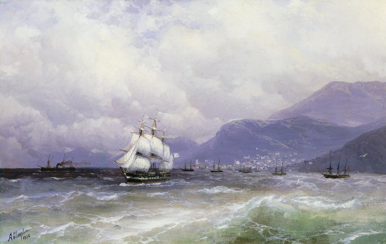 Pobřežní krajina s lodí z Trebizondu, 1888 od Ivan Konstantinovich Aivazovsky