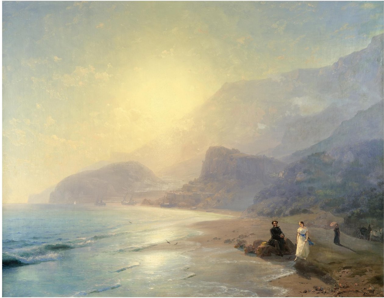 Alexander Puškin a princezna Maria Raevskaya poblíž Gurzuf, 1886 od Ivan Konstantinovich Aivazovsky