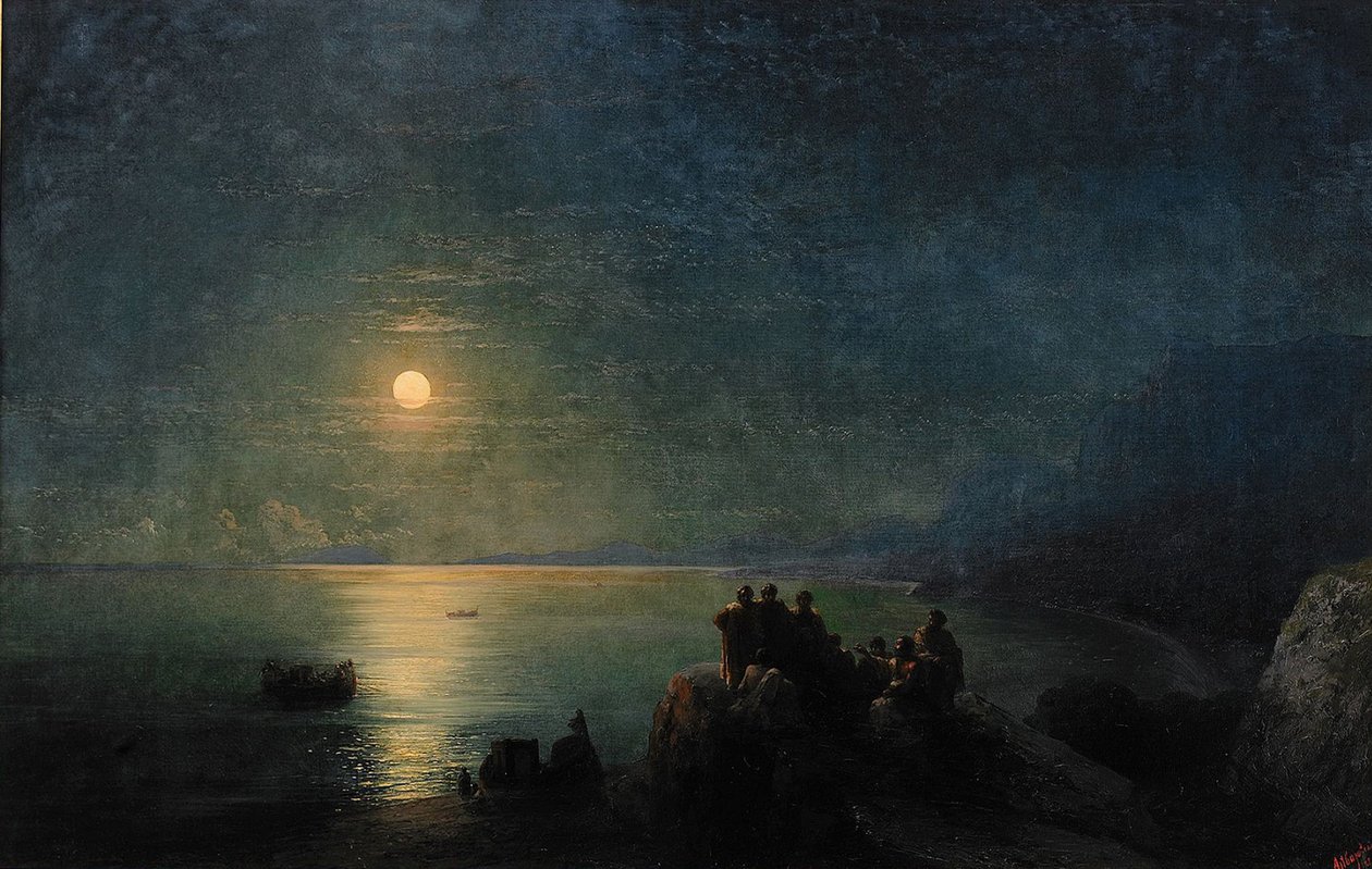 Starověcí řečtí básníci u břehu v měsíčním světle, 1886 od Ivan Konstantinovich Aivazovsky