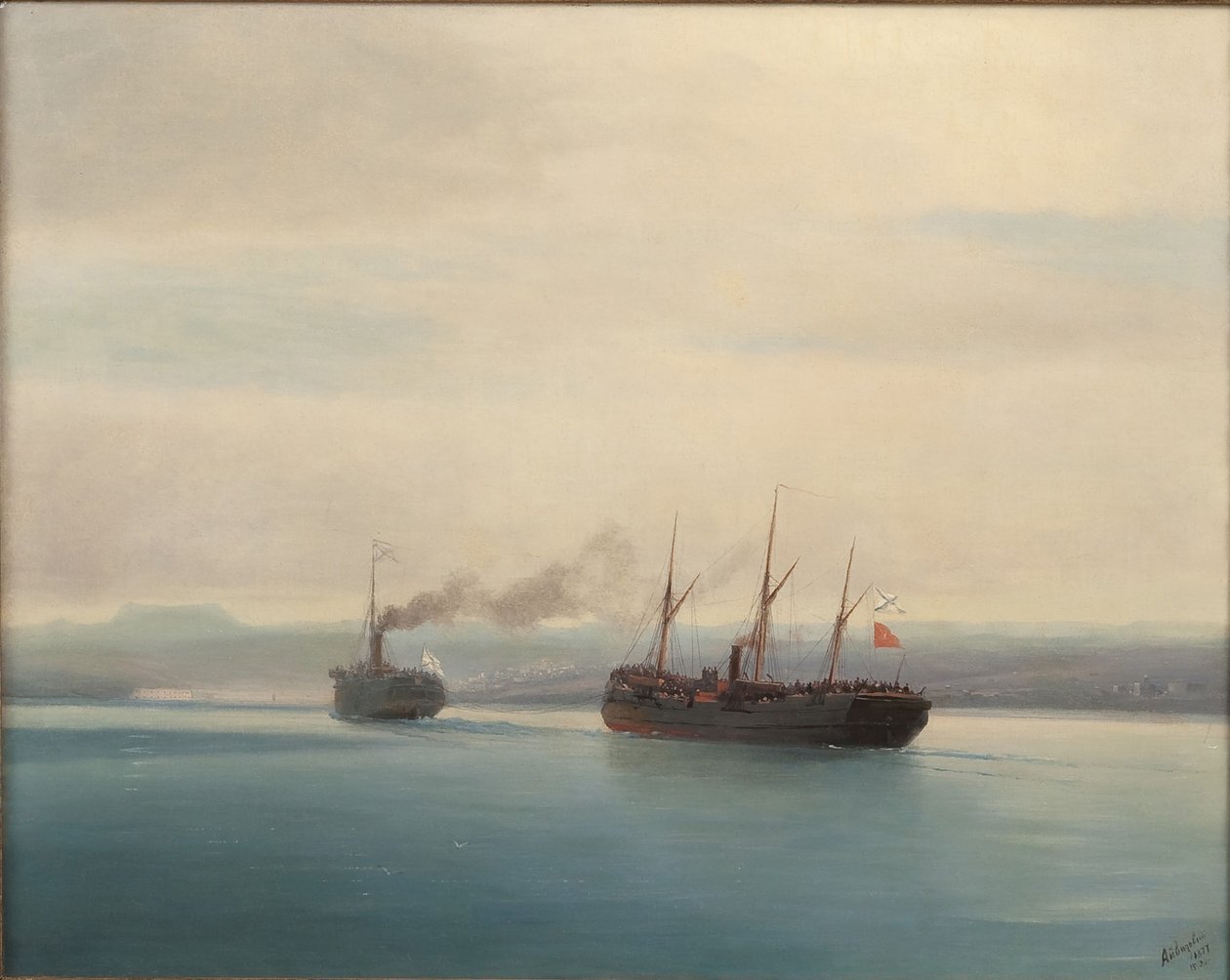Zajetí turecké vojenské lodi Mersina parníkem Rusko dne 13. prosince 1877, 1877 od Ivan Konstantinovich Aivazovsky