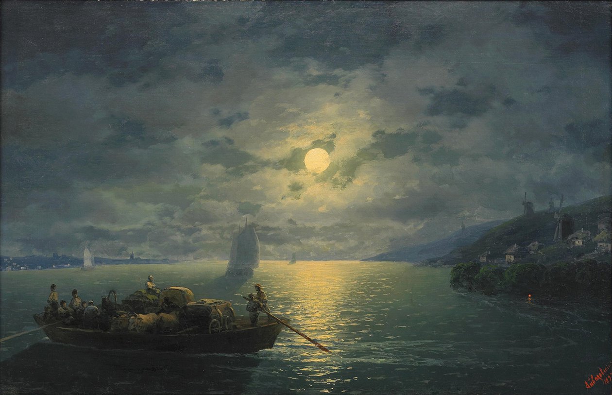 Překročení řeky Dněpr za měsíční noci, 1897 od Ivan Konstantinovich Aivazovsky