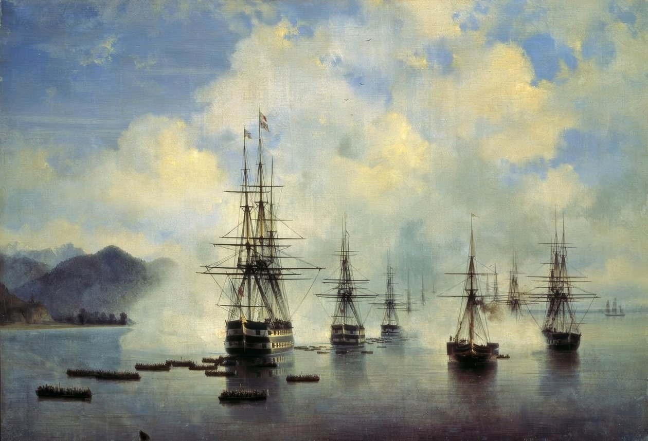 Vylodění generála N. Raewského poblíž Subaschi v červenci 1839. od Ivan Konstantinovich Aivazovsky