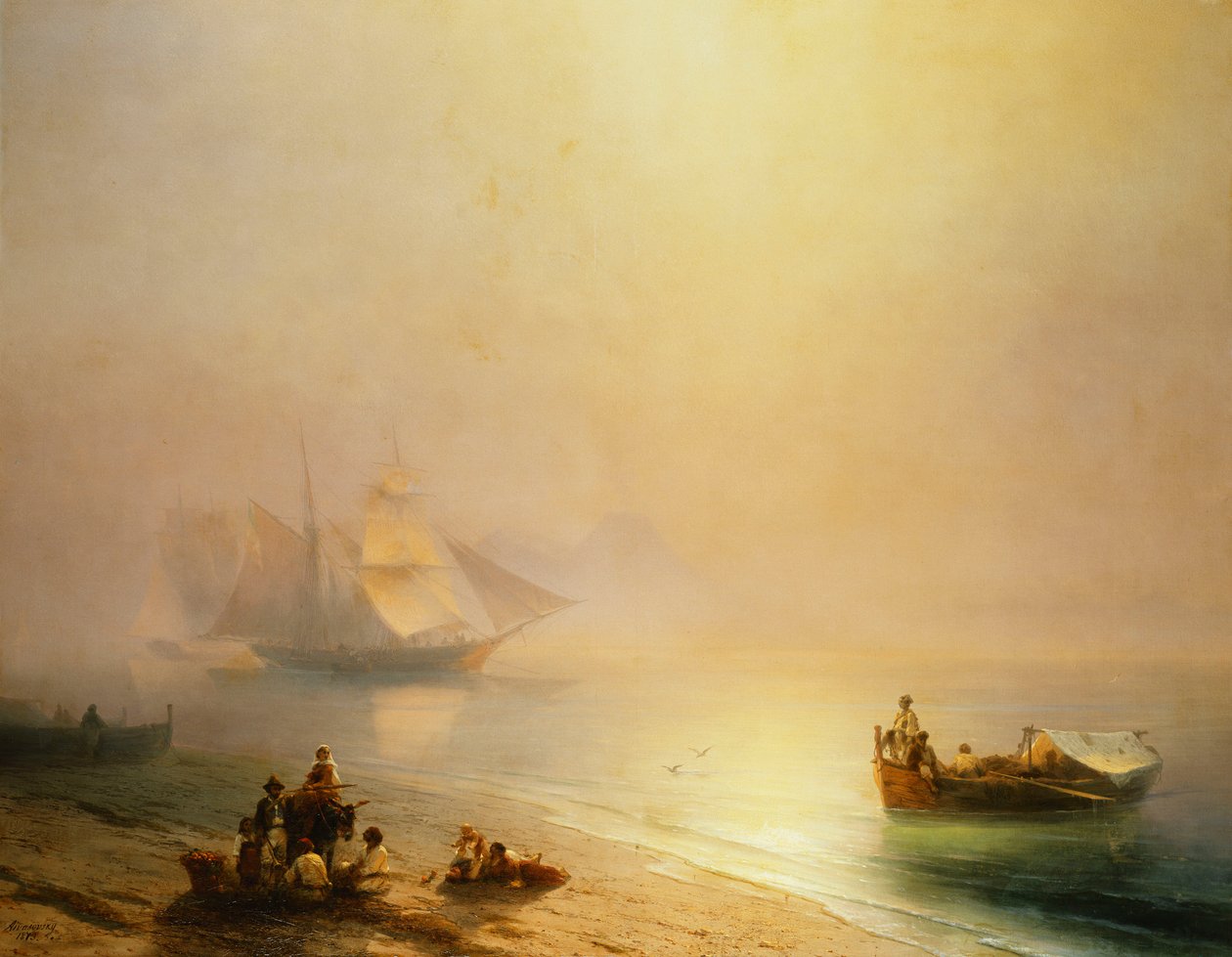 Fisherfolk na pobřeží, The Bay of Neapol, 1873 od Ivan Konstantinovich Aivazovsky