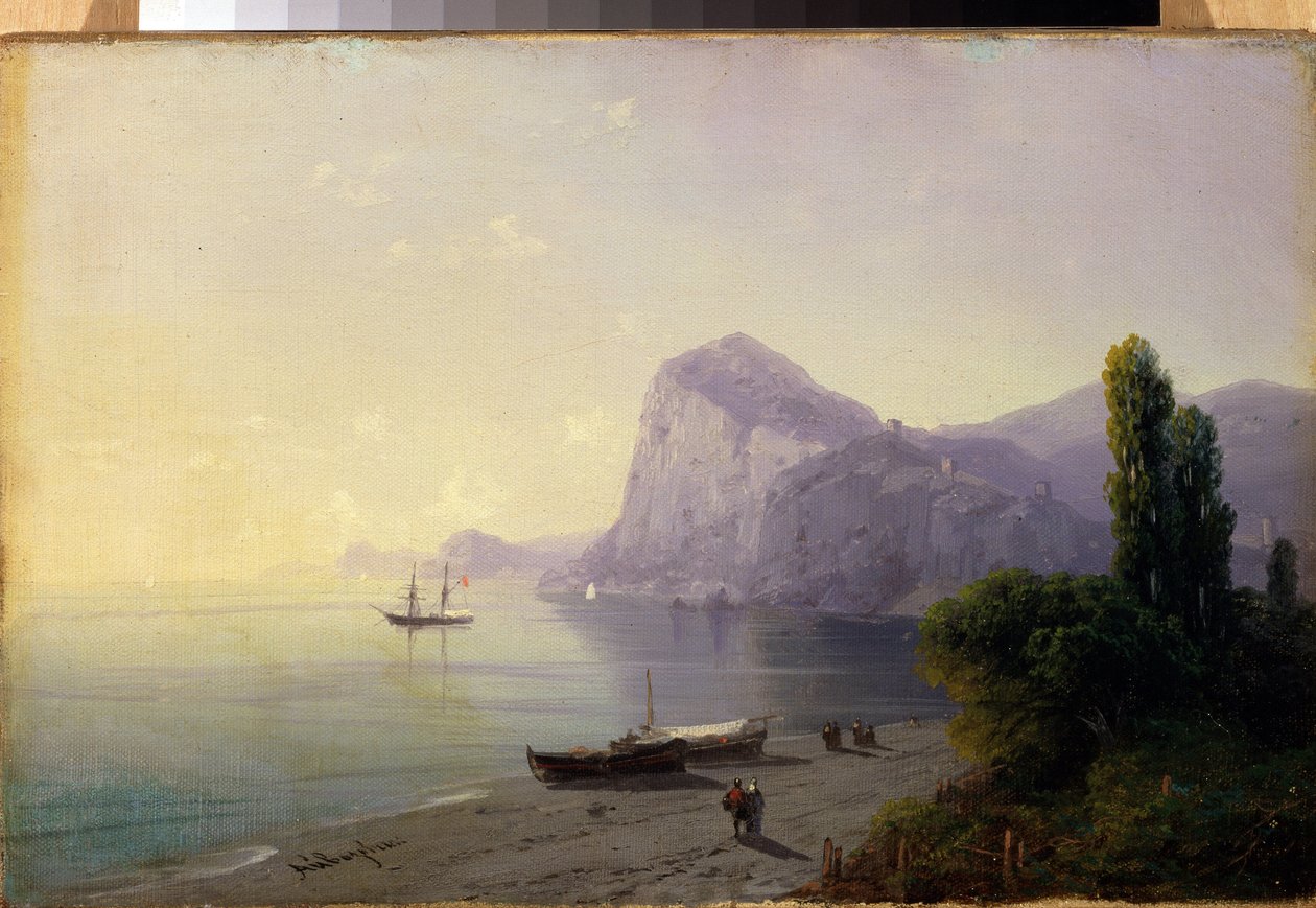 La forteresse de Sudak (Ukrajina) (Sudak, pevnost). Peinture od Ivana Konstantinoviče Aivazovského (Ivan Konstantinovič Aivazovskij od Ivan Konstantinovich Aivazovsky
