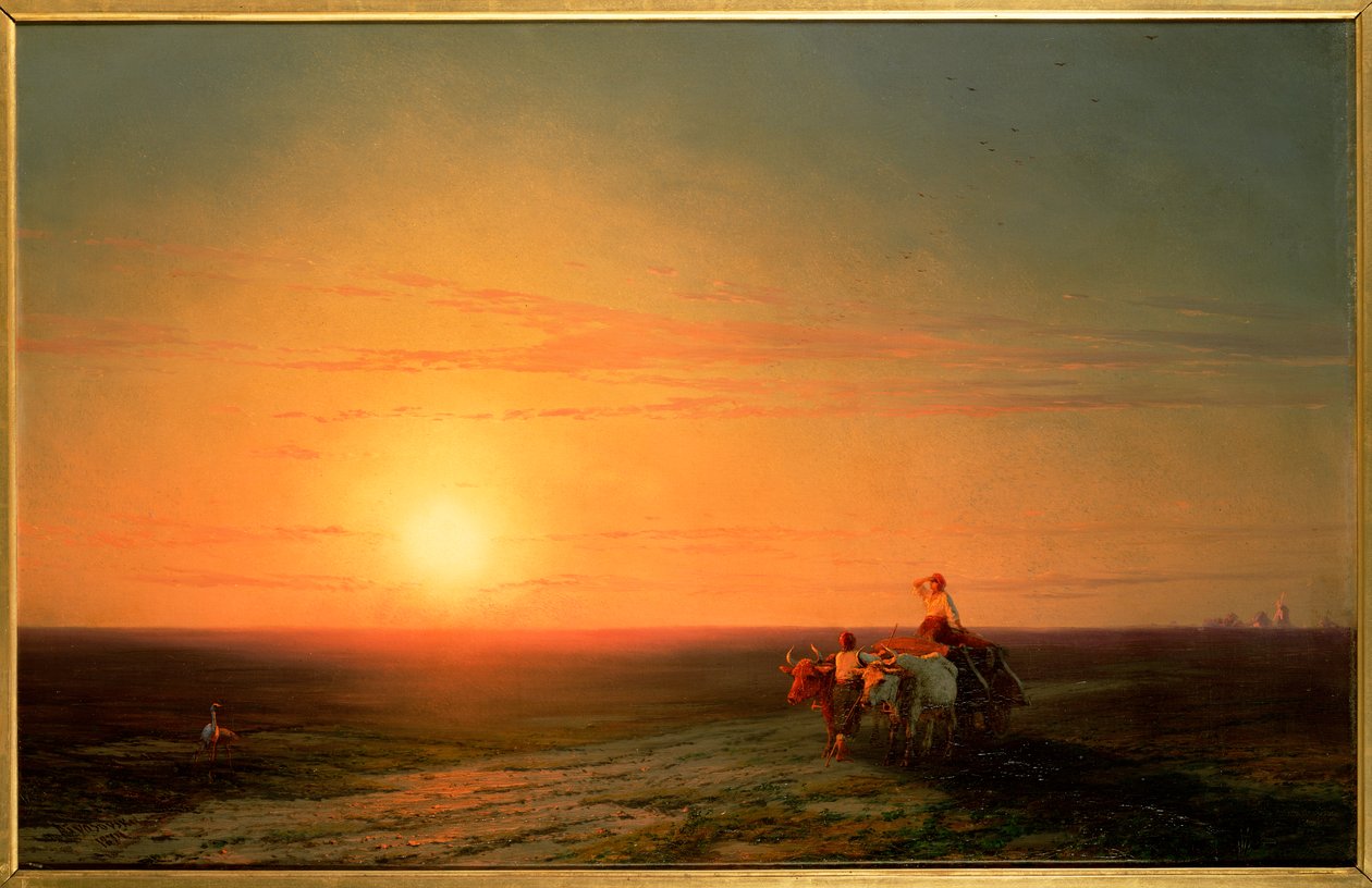 Sedláci vracející se z polí při západu slunce, 19. století od Ivan Konstantinovich Aivazovsky