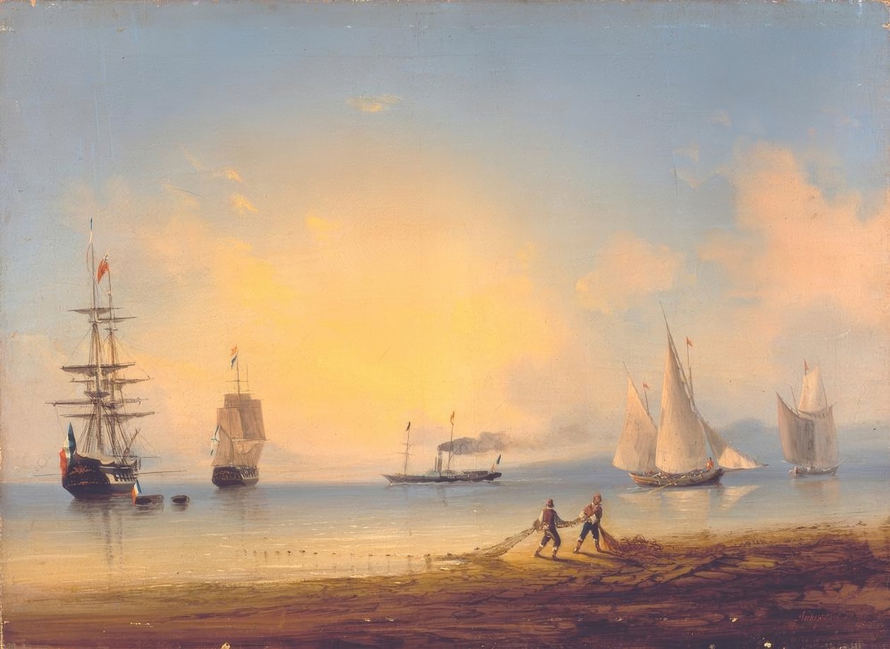Ruské a francouzské fregaty od Ivan Konstantinovich Aivazovsky