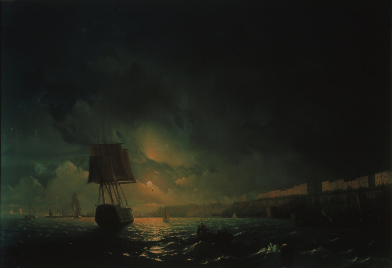 Pohled na Oděsu za měsíční noci, 1896 od Ivan Konstantinovich Aivazovsky
