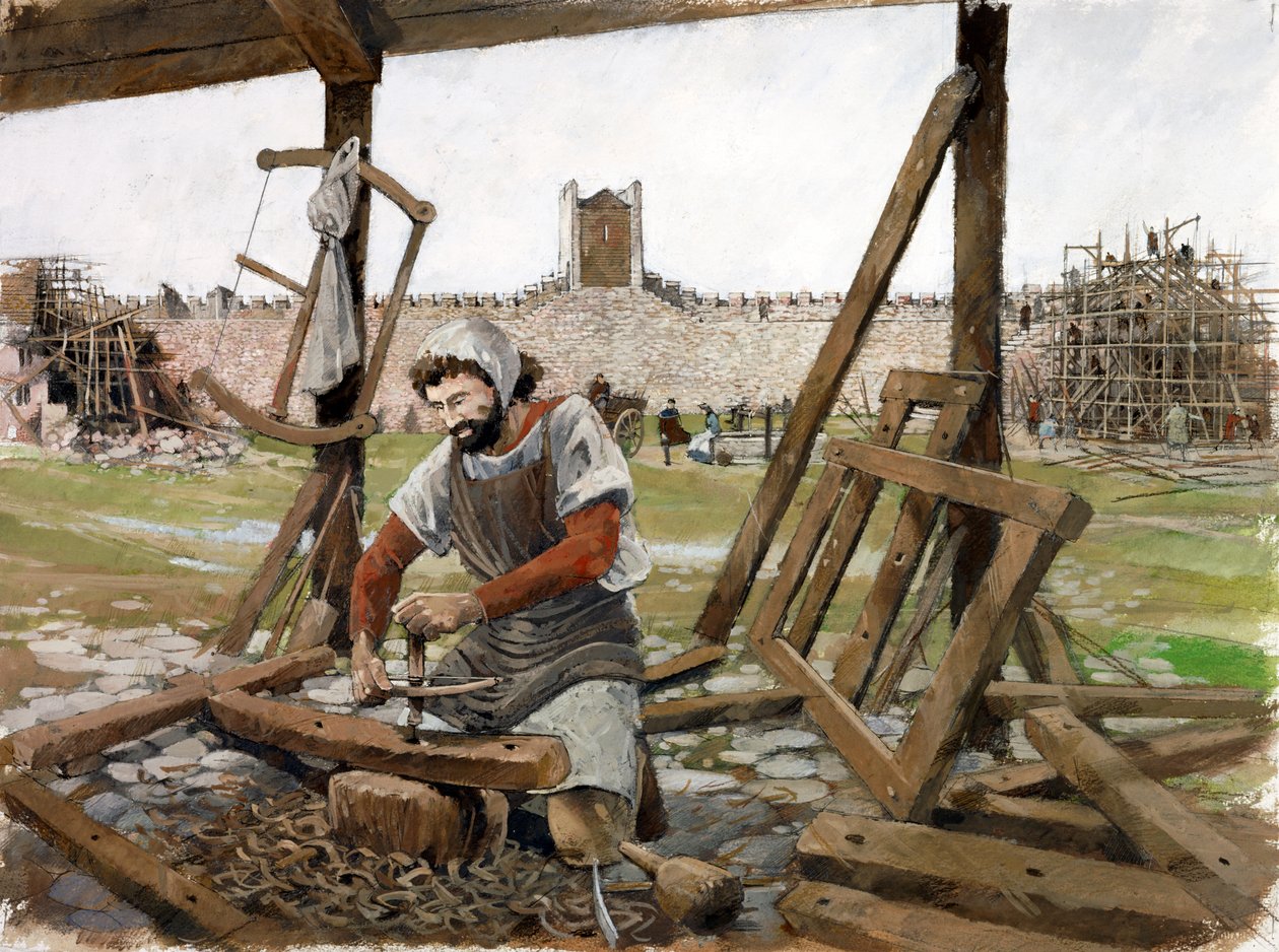 Carpenter, hrad Scarborough, 12. století, c1990-2010 od Ivan Lapper