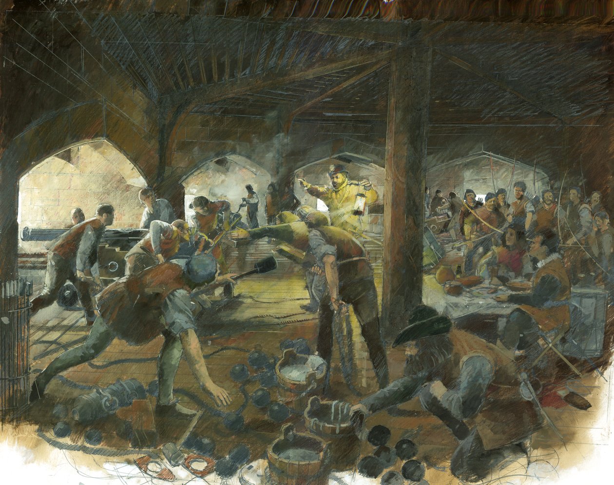 Dělová paluba, hrad Pendennis od Ivan Lapper