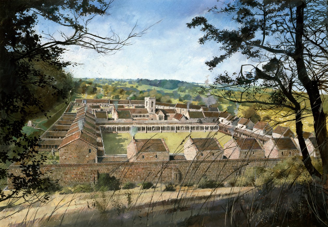 Mount Grace Priory (akvarel na papíře) od Ivan Lapper