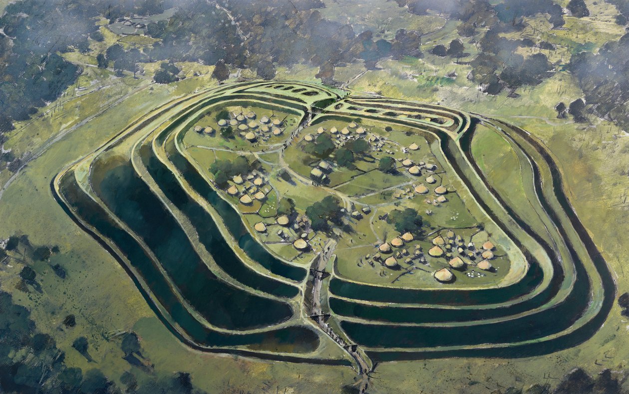 Old Oswestry Hill Fort, na vrcholu své okupace, doba železná, c1970-2010 od Ivan Lapper