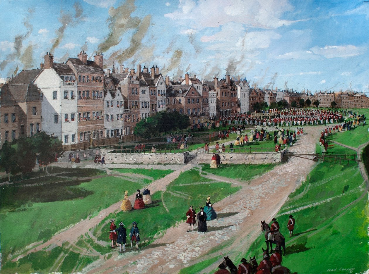 Rekonstruovaný pohled na Tower Hill, který ukazuje popravu lorda Lovat v roce 1747 od Ivan Lapper