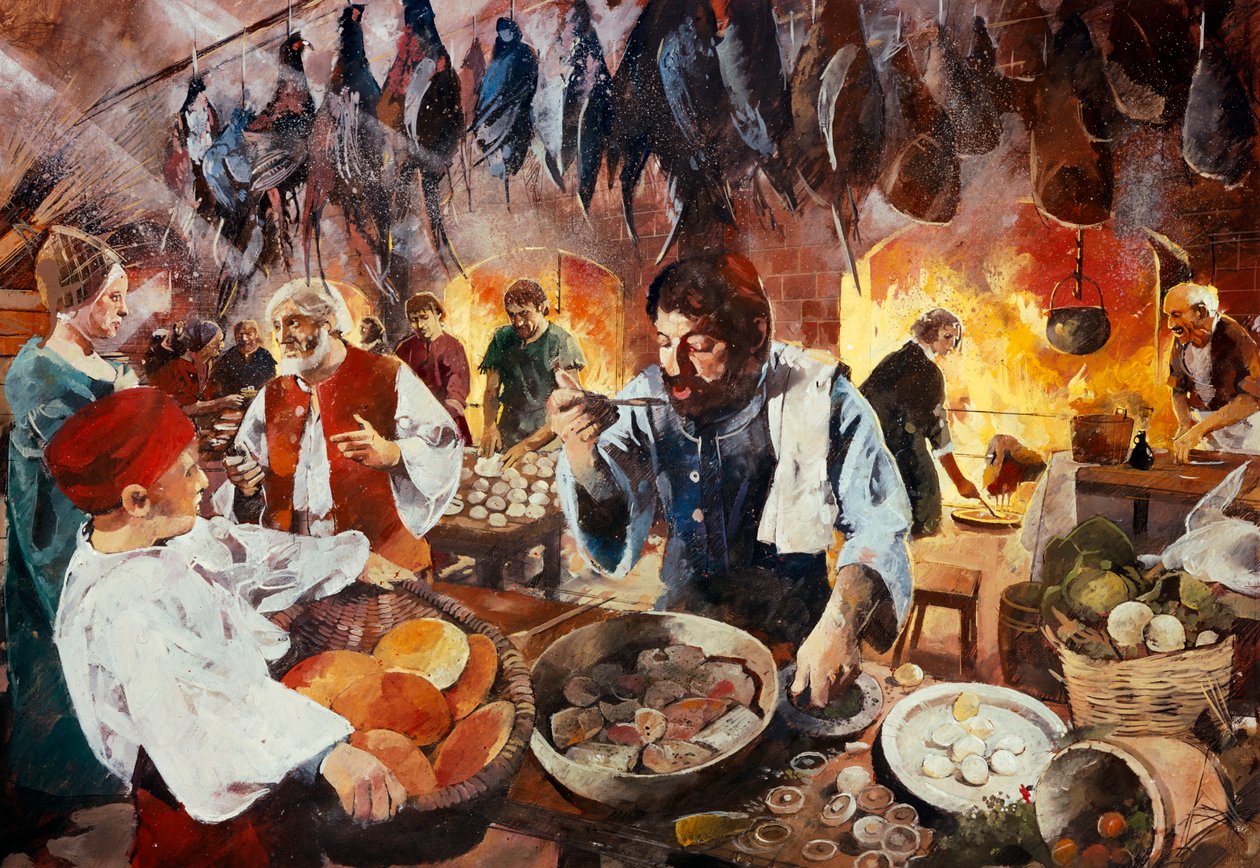 Tudorovská kuchyně, červenec 1575, c1990-2010 od Ivan Lapper