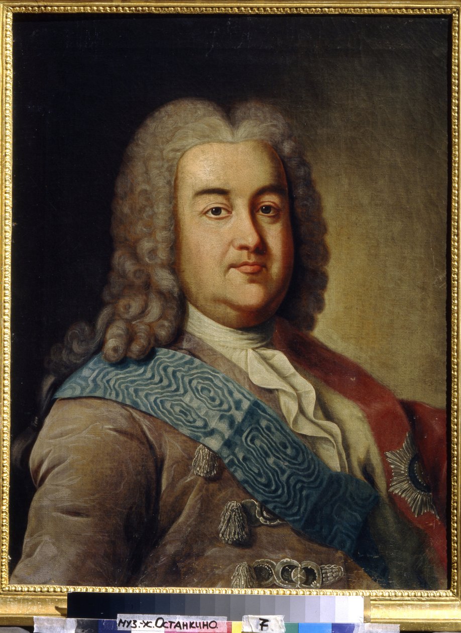 Portrét prince Alexise Michajloviče Čerkasského (1680-1742) (Portrét prince A.M.Cherkasského). Obraz Ivan Petrovič Argunov (Argunov) (1729-1802), olej na plátně, polovina 18. století. Ruské umění 18. století. Státní muzeum keramiky a country es od Ivan Petrovich Argunov