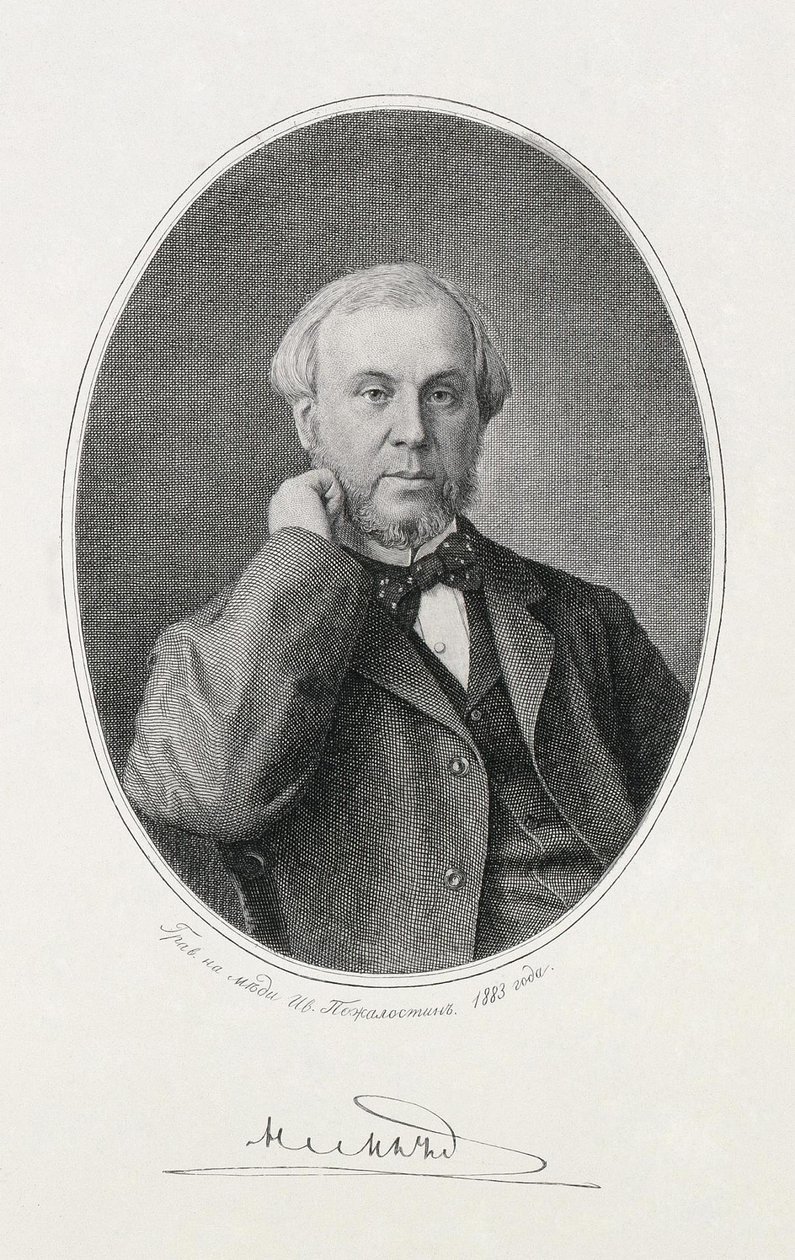 Portrét Nikolaje Alexejeviče Miljutina 1818-1872, 1883 od Ivan Petrovich Pozhalostin