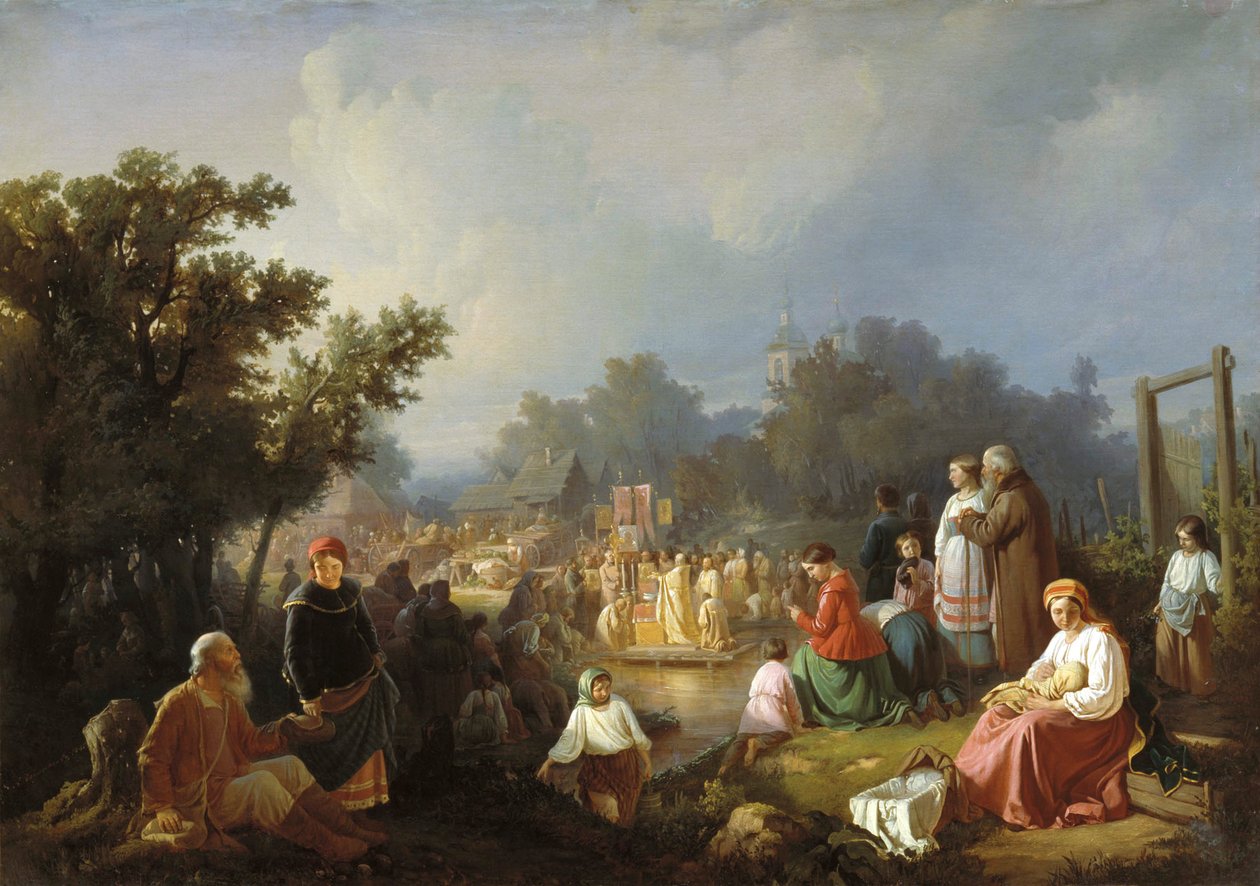 Požehnání vod ve venkovské vesnici, 1858. od Ivan Petrovich Trutnew