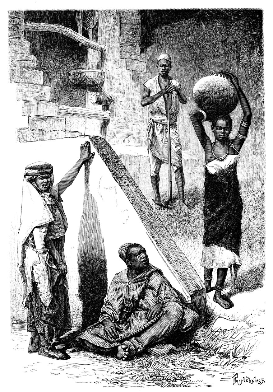 Súdánští Arabové a otrokyně Shilluk, Súdán, 1895. od Ivan Pranishnikoff