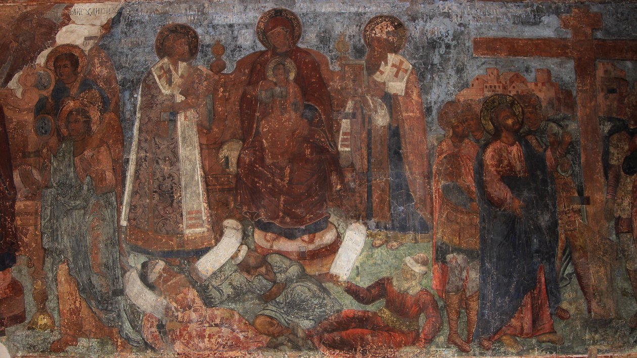 Freska v katedrále Panny Marie Znamení, Novgorod, počátek 18. století. od Ivan Yakovlevich Bakhmatov