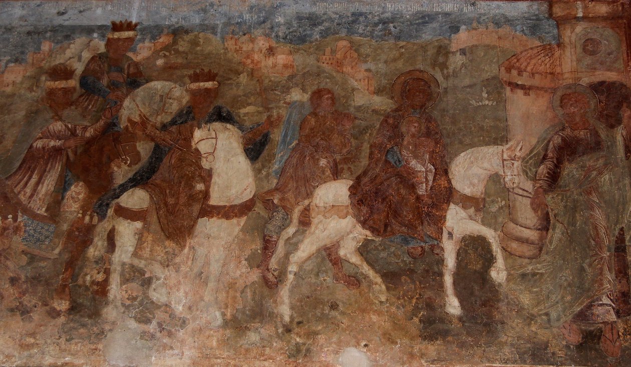 Freska v katedrále Panny Marie Znamení, Novgorod, počátek 18. století. od Ivan Yakovlevich Bakhmatov