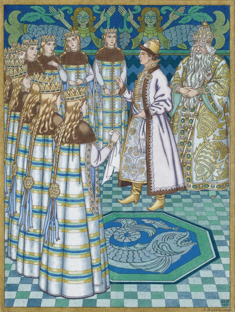 Ilustrace k pohádce Vasilisa Krásná od Ivan Yakovlevich Bilibin