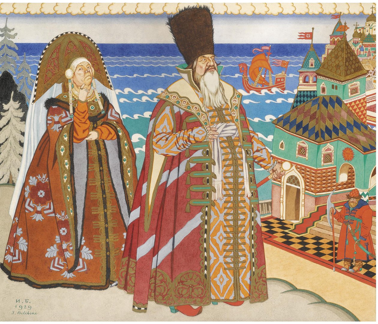 Ilustrace k Pohádce cara Saltana od A. Puškina od Ivan Yakovlevich Bilibin
