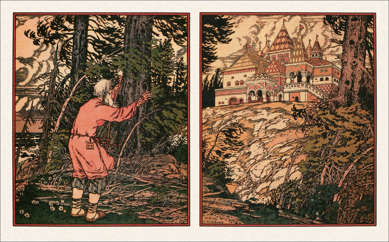 Ilustrace k Pohádce o rybáři a rybě, 1933 od Ivan Yakovlevich Bilibin