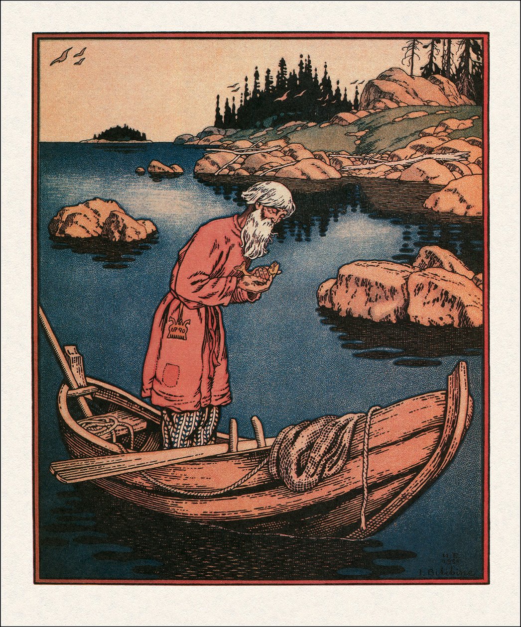Ilustrace k Pohádce o rybáři a rybě, 1933 od Ivan Yakovlevich Bilibin